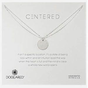 Dogeared Centered Large Circle Charm On Double Chain Necklace in Silver